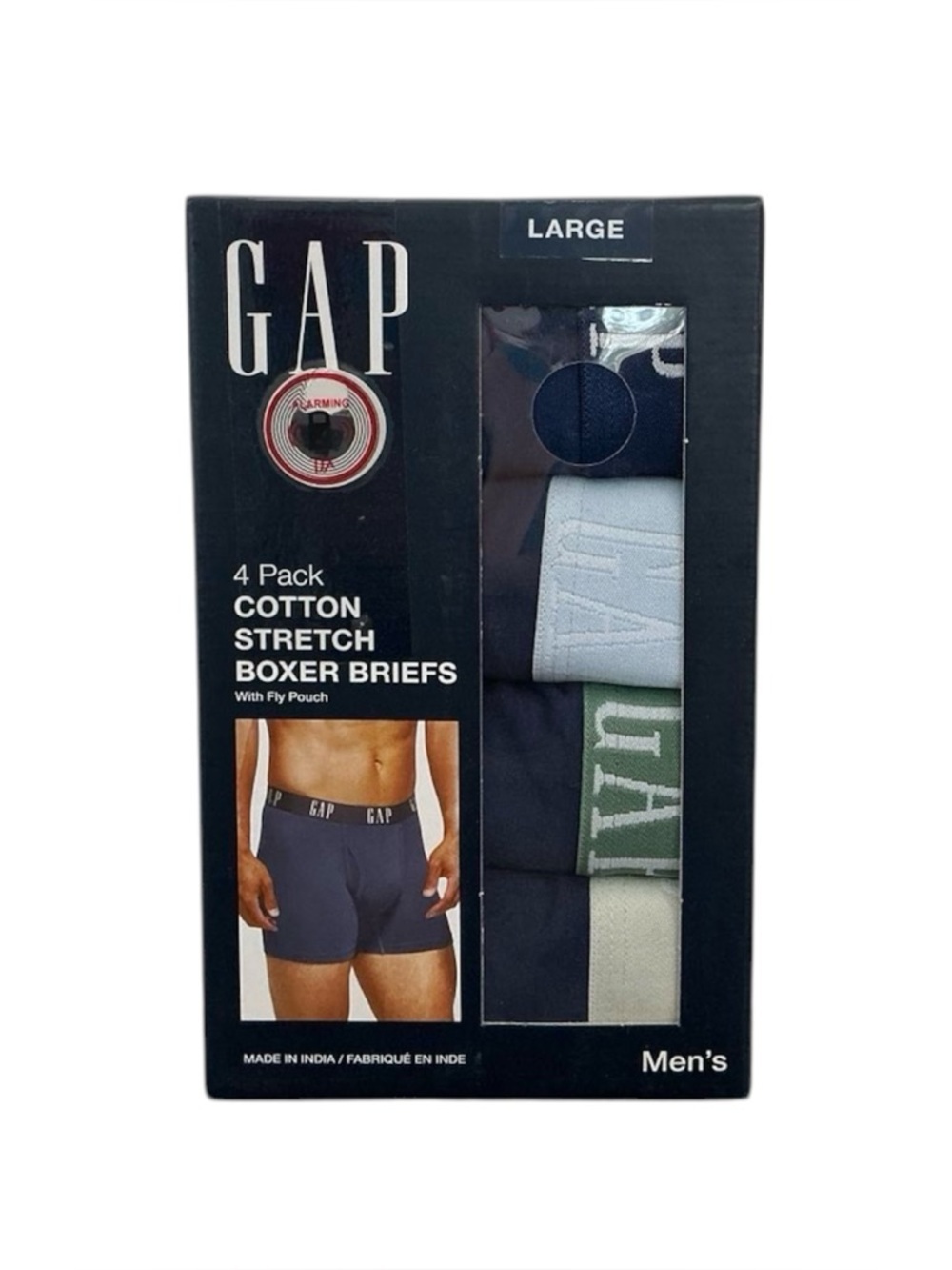GAP Men’s Cotton Stretch Boxer Briefs 4 Pack Classic Fit Fly Pouch Size Large